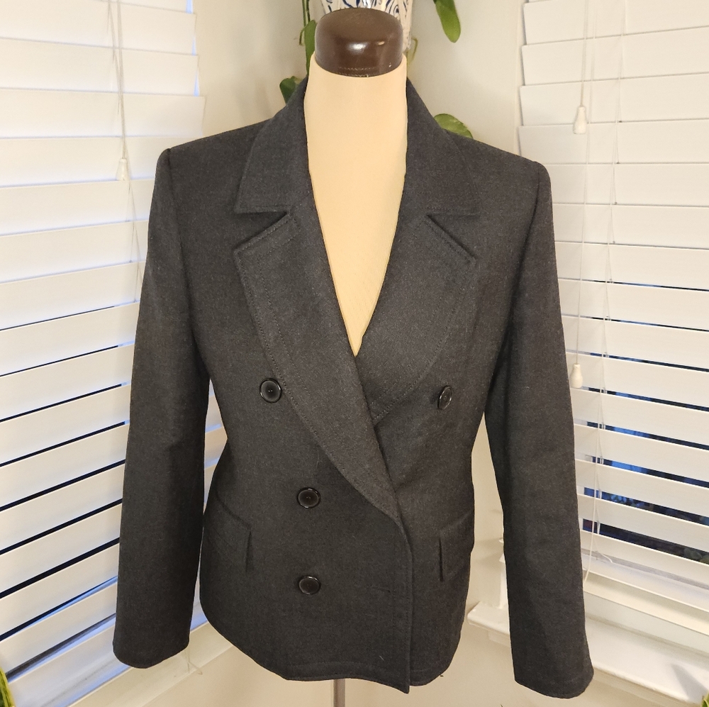 Zara Gray Tailored Blazer Professional Suit Jacket